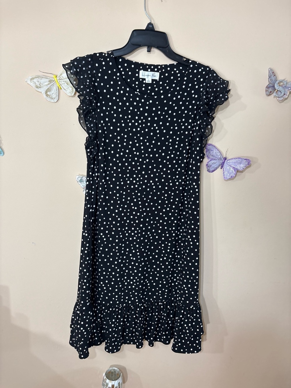 Harper Rose Black and White Polka Dot Dress 36” from shoulder to bottom of dress